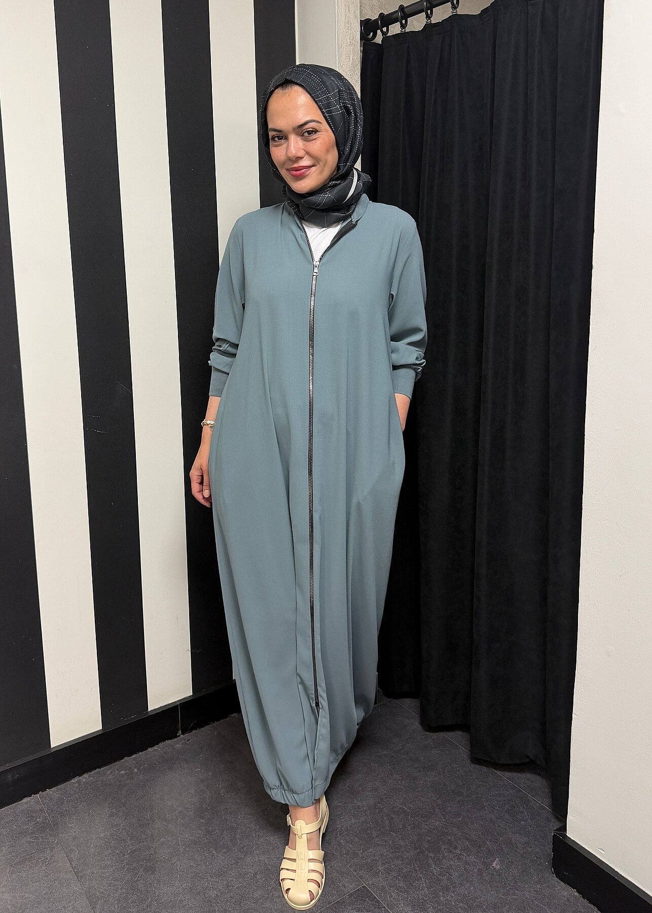 Nazlınur Collection Ribanalı Ferace MİNT - 3