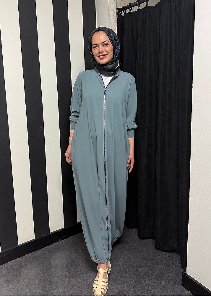 Nazlınur Collection Ribanalı Ferace MİNT - 6