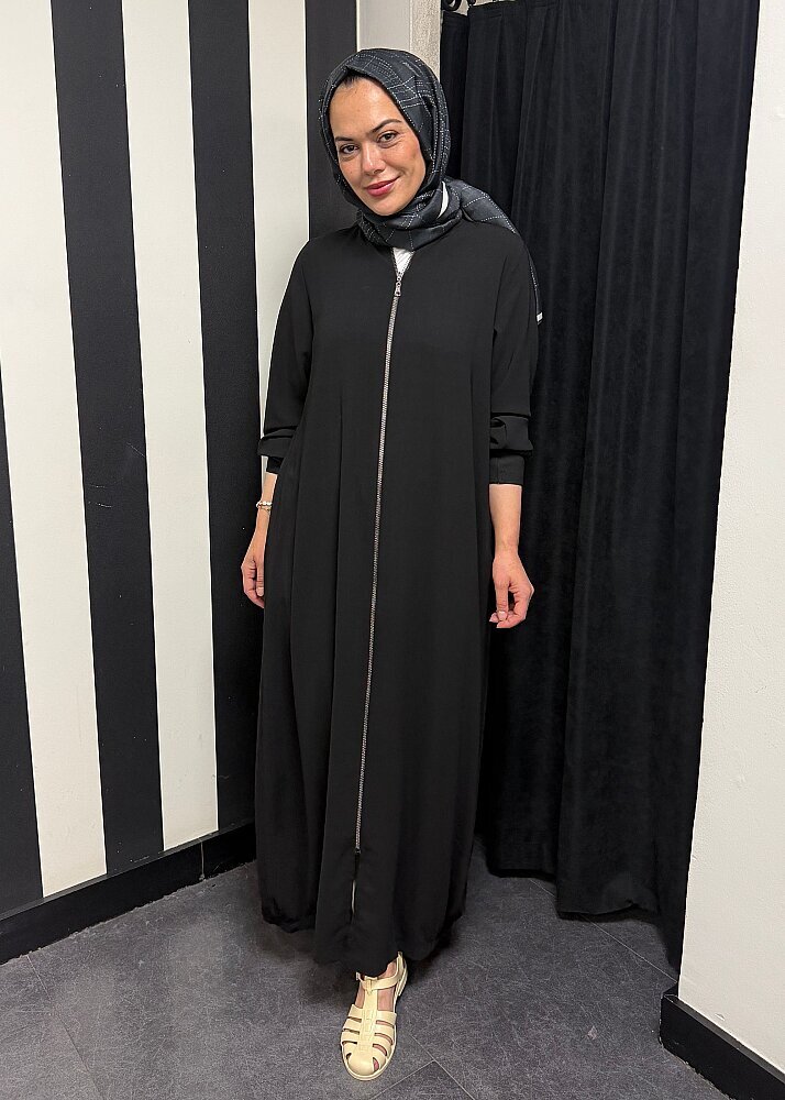 Nazlınur Collection Ribanalı Ferace SİYAH - 2
