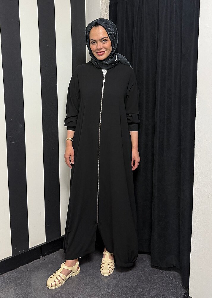 Nazlınur Collection Ribanalı Ferace SİYAH
