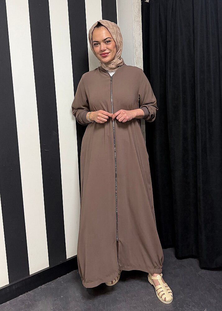 Nazlınur Collection Ribanalı Ferace VİZON - 2