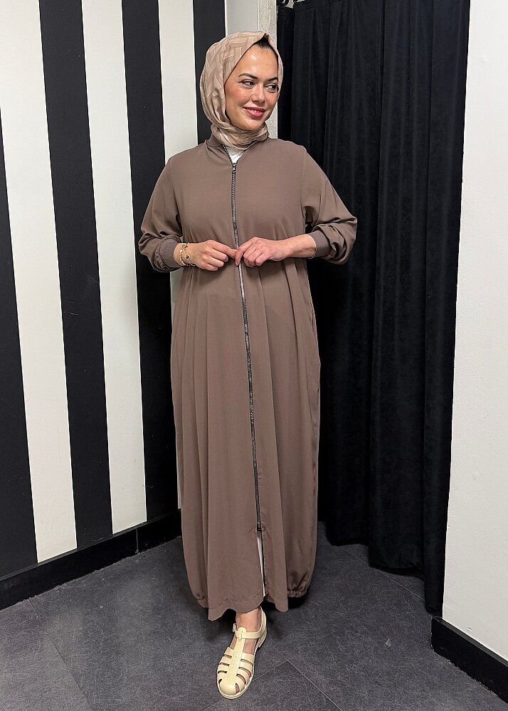 Nazlınur Collection Ribanalı Ferace VİZON