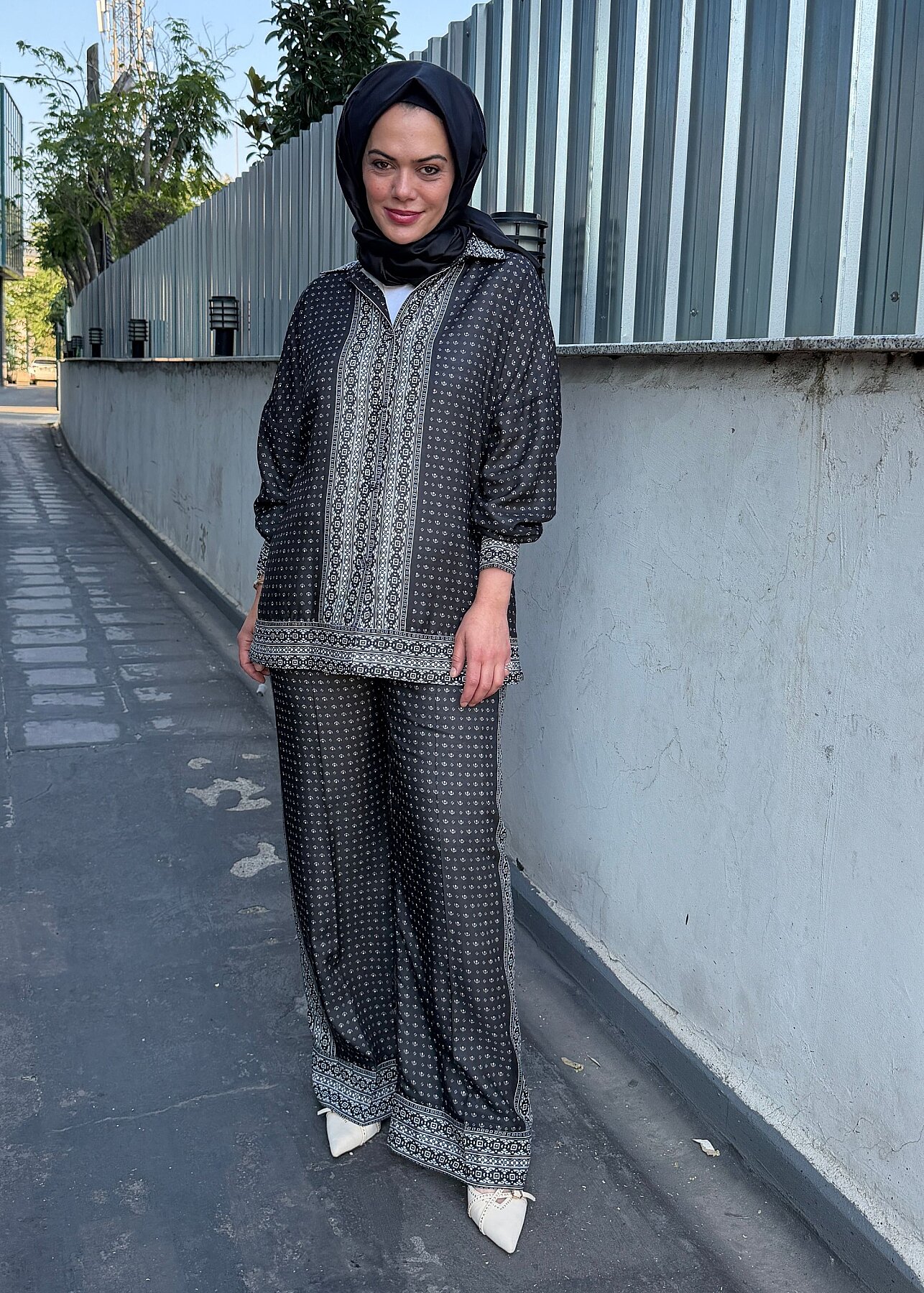 Qupra Desenli Pantolonlu Takım SİYAH - 6