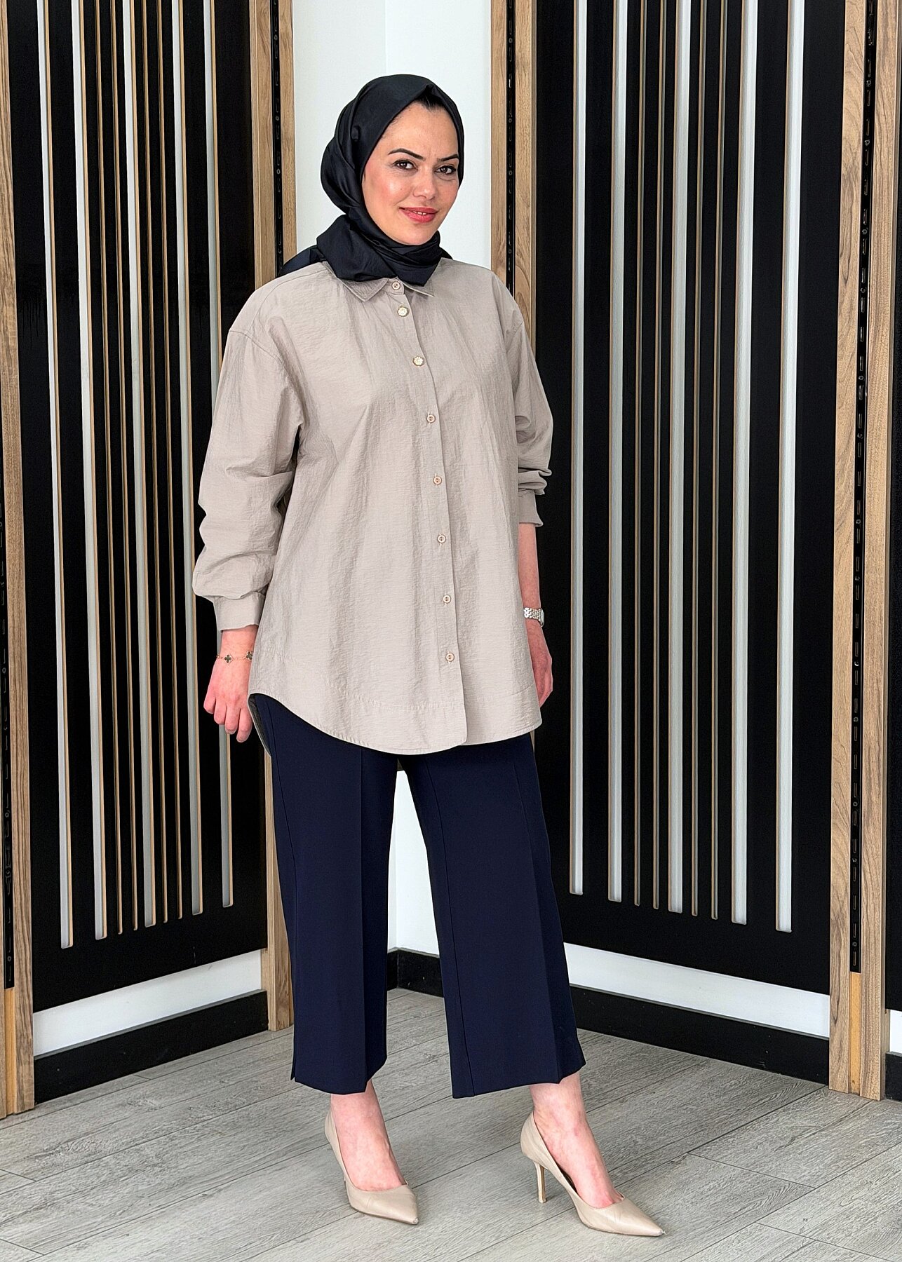 Sentez Queen Kısa Geniş Paça Pantolon LACİVERT - 2