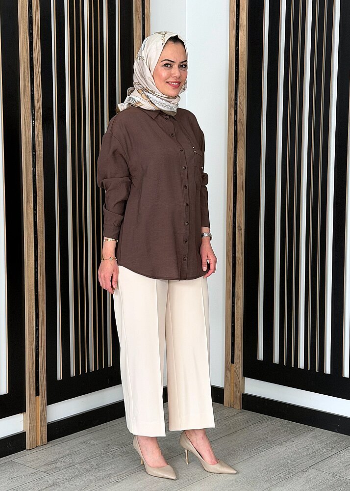 Sentez Queen Kısa Geniş Paça Pantolon TAŞ (1)