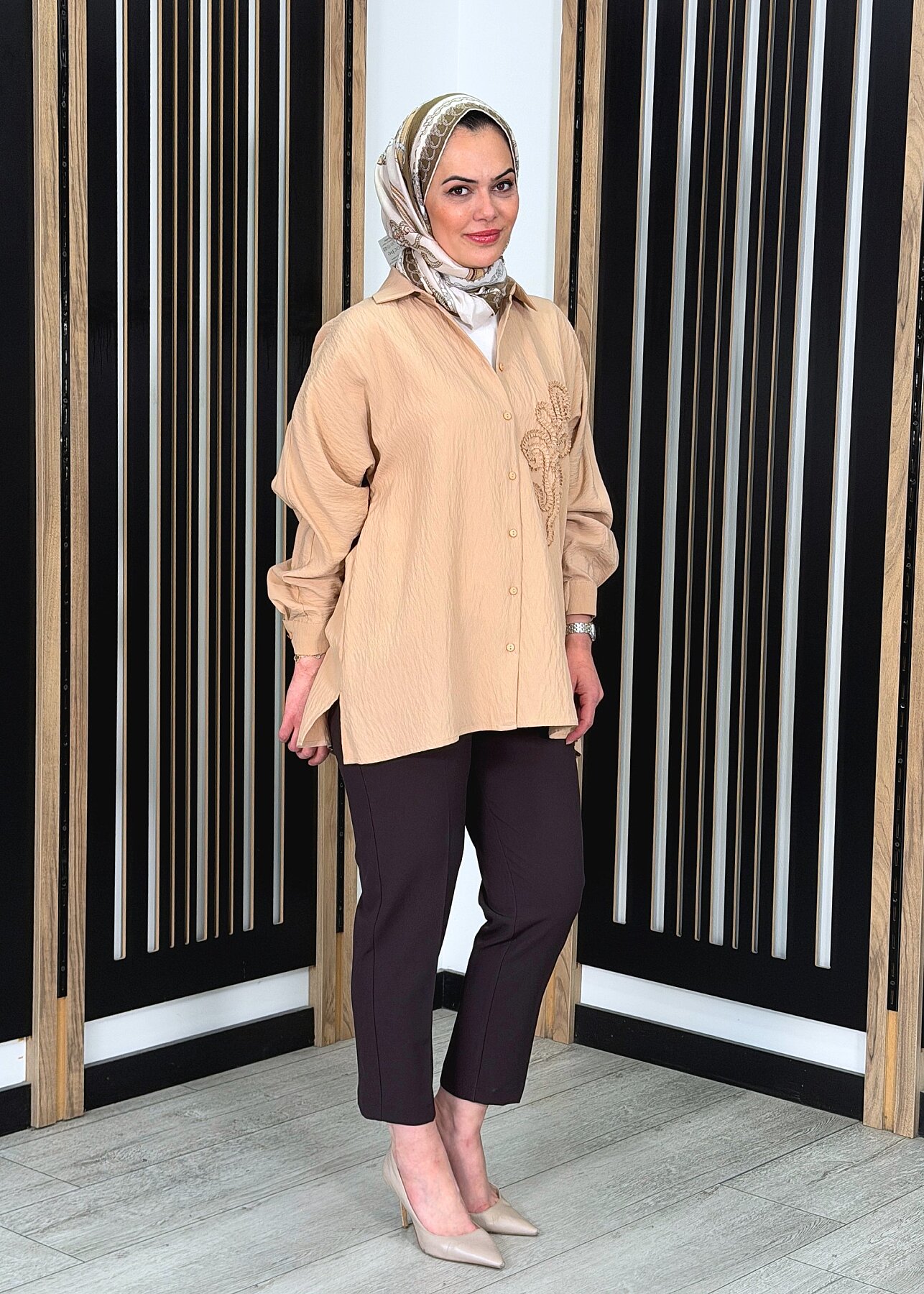 Sentez Sofia Korsajı Apoletli Pantolon KAHVE - 2
