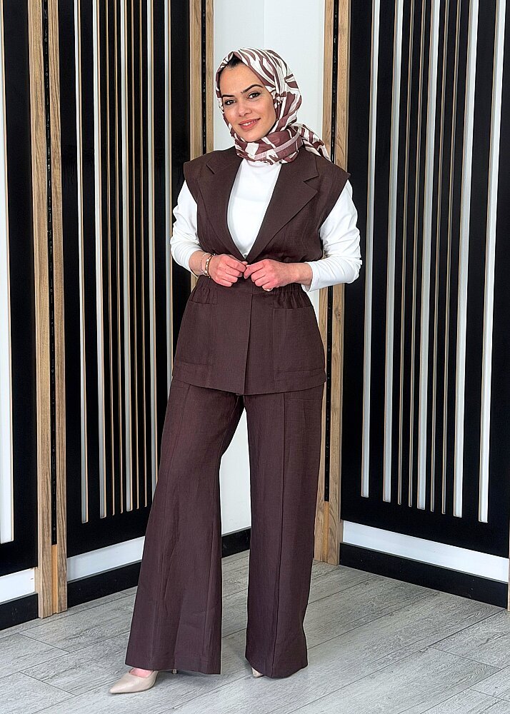 Si Design Kargo Cepli Bol Paça Pantolon KAHVE - 2