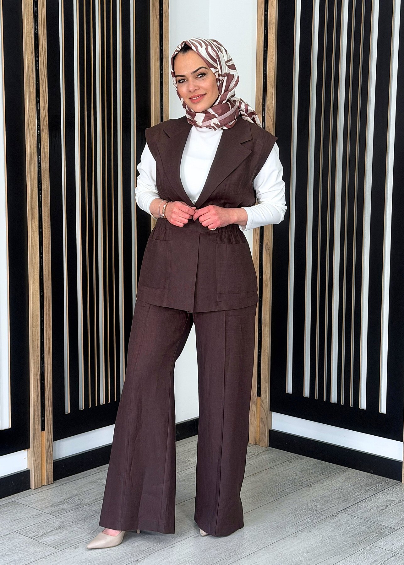 Si Design Kargo Cepli Bol Paça Pantolon KAHVE - 2
