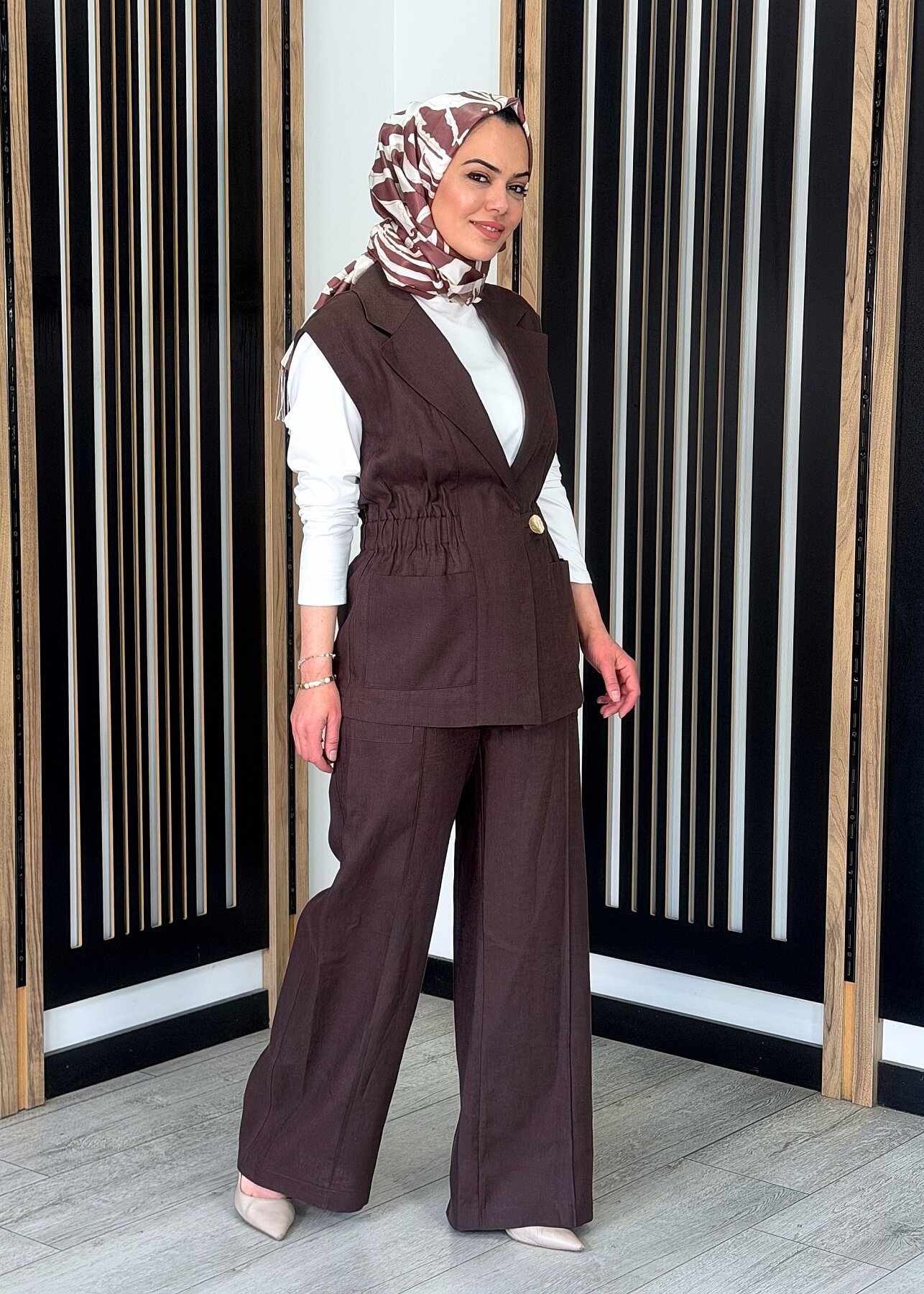 Si Design Kargo Cepli Bol Paça Pantolon KAHVE - 3