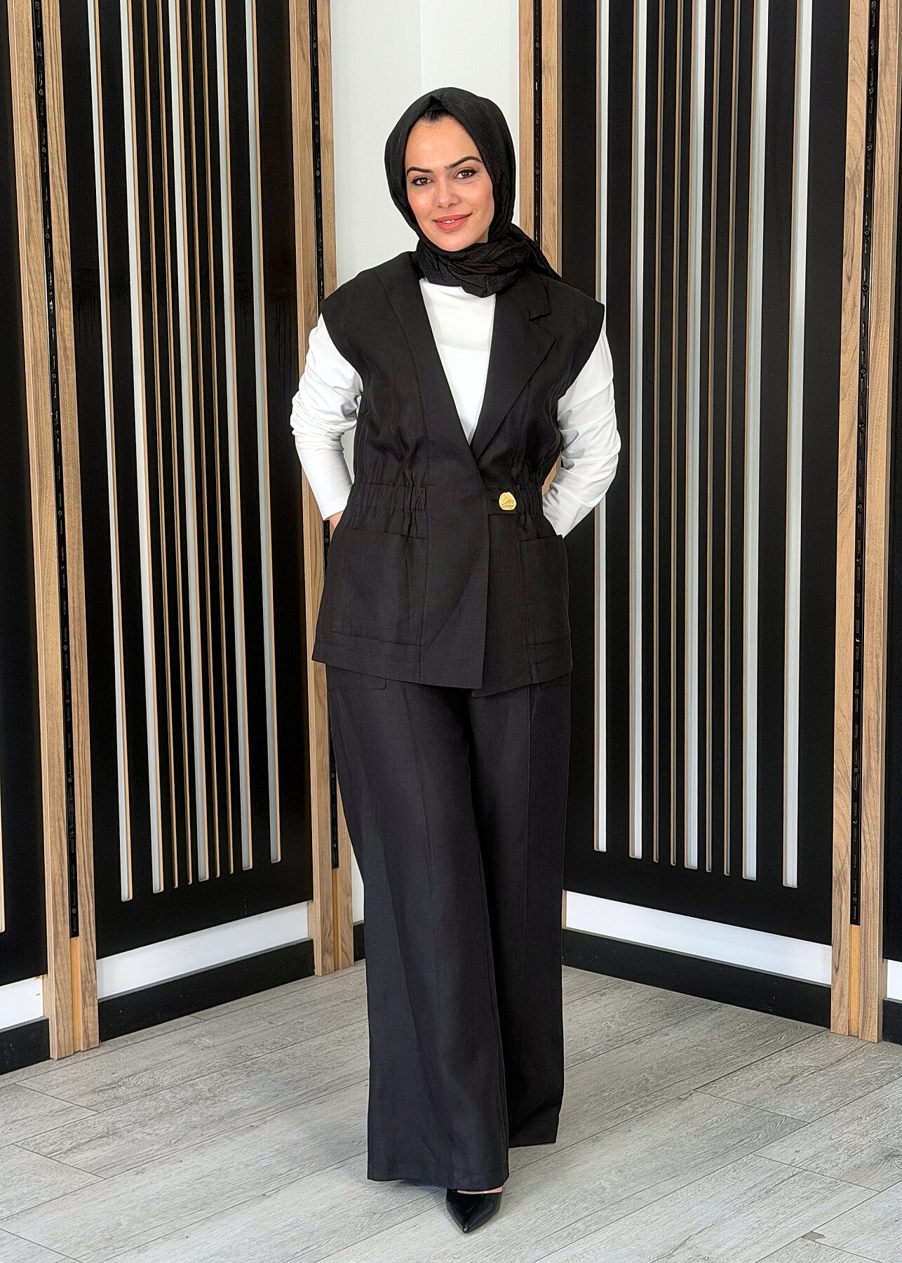 Si Design Kargo Cepli Bol Paça Pantolon SİYAH - 1