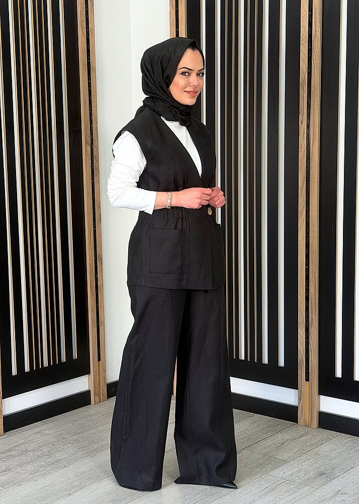 Si Design Kargo Cepli Bol Paça Pantolon SİYAH - 3