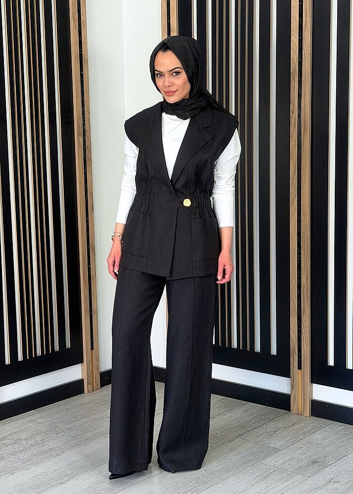 Si Design Kargo Cepli Bol Paça Pantolon SİYAH - 2