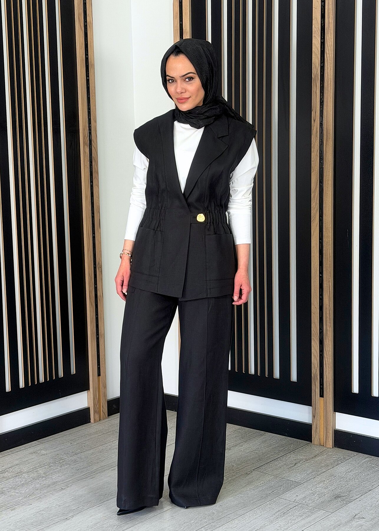 Si Design Kargo Cepli Bol Paça Pantolon SİYAH - 2