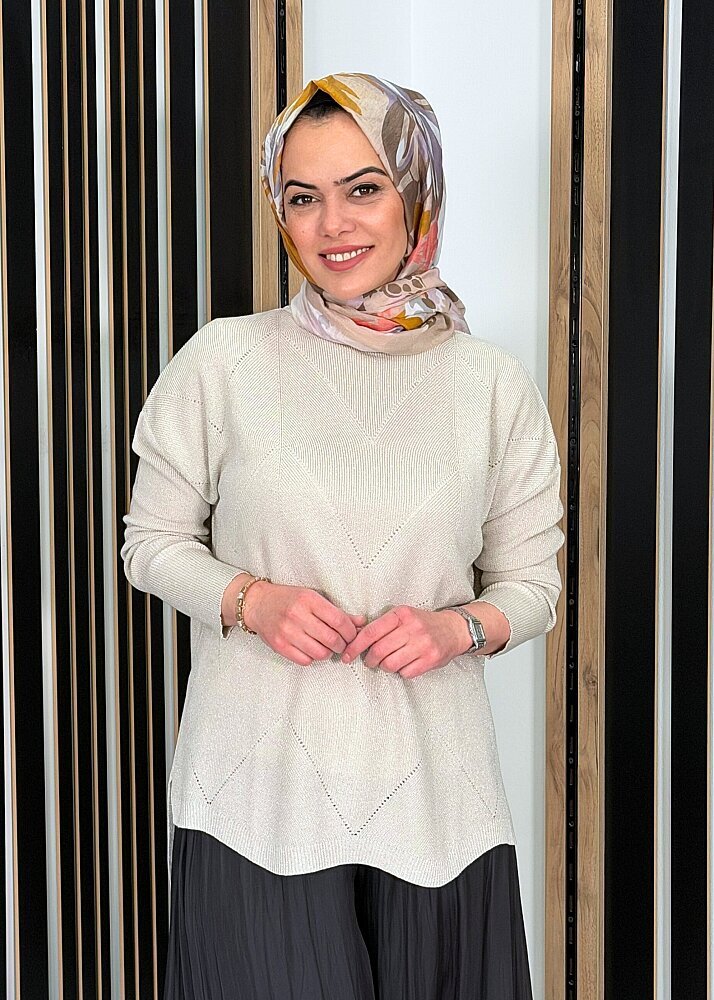 Si Design Knit Simli Tunik BEJ 