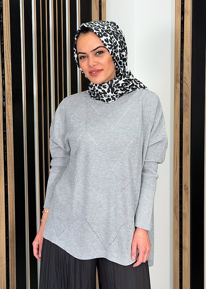 Si Design Knit Simli Tunik GRİ 