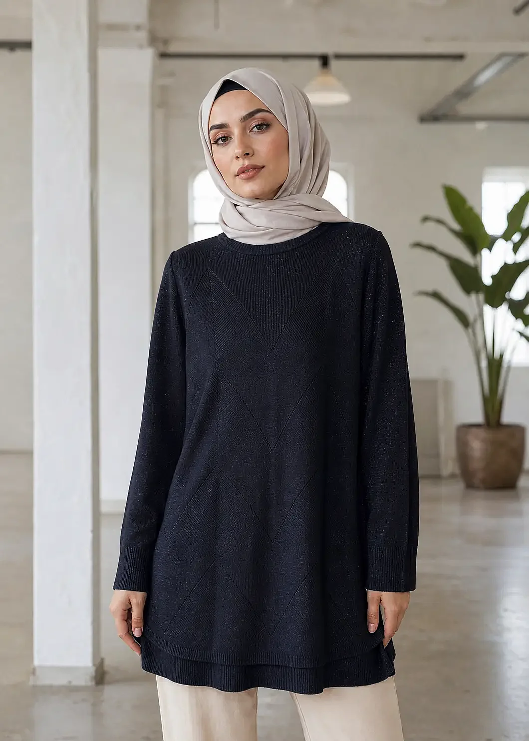 Si Design Knit Simli Tunik SİYAH - 1