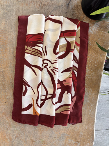 YaQa Blossem Premium Şal Bordo/Beyaz