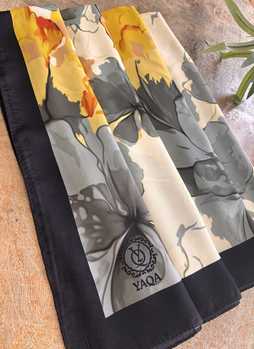 YaQa Flower Premium Şal SİYAH-GOLD - 4